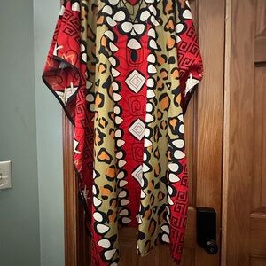 Ashro Red and Black Geometric Kaftan